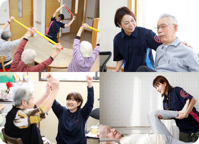 リハビリケアの様子４枚の写真